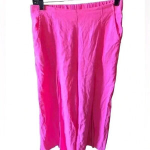 H/G‎ size medium Barbie pink split leg linen palazzo pant. NWOT. Elastic waist